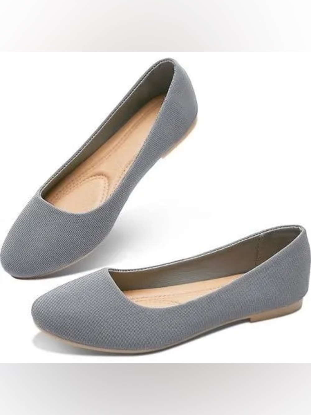 Obtaom Grey Knit Flats Women’s Size 8 Comfortable Slip On Ballet Shoes NWT